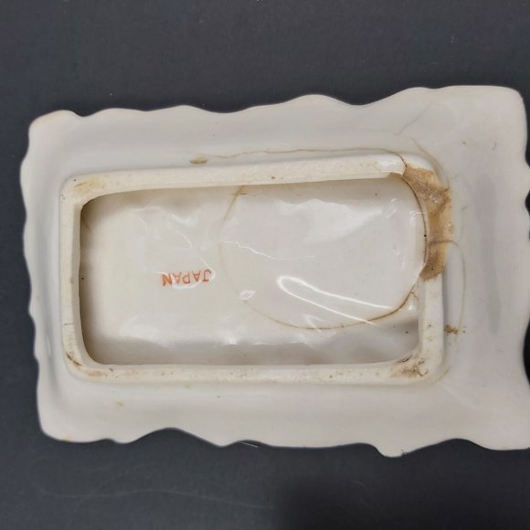 Porcelain Jewelry Trinket Box Gold Gilded with Matching Trays Bird Flower Leaves - Picture 8 of 16